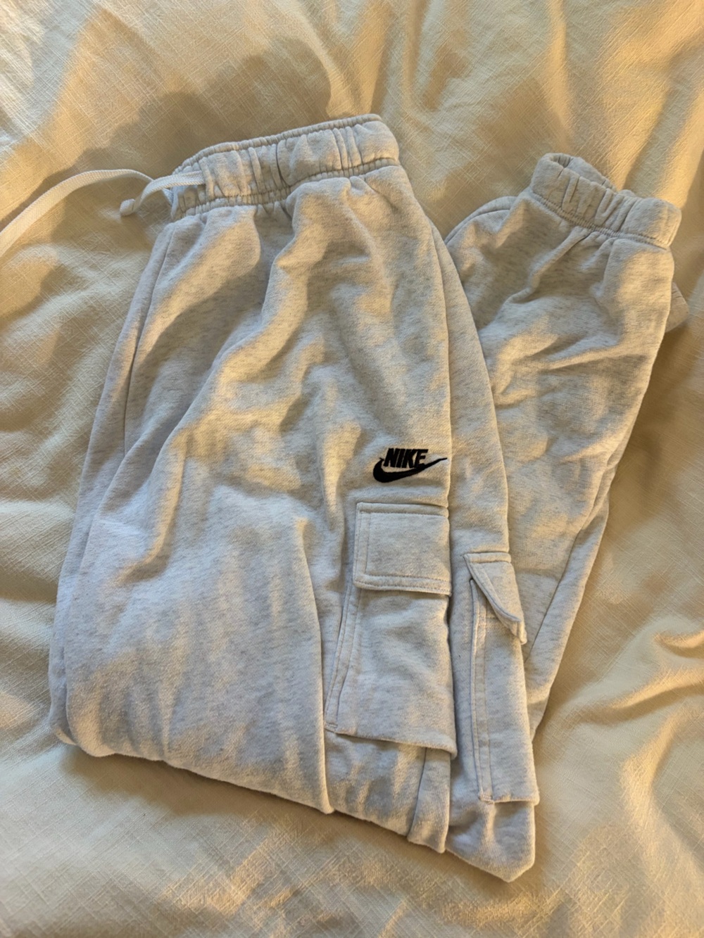 Nike Light Heather Gray Joggers with Black Swoosh